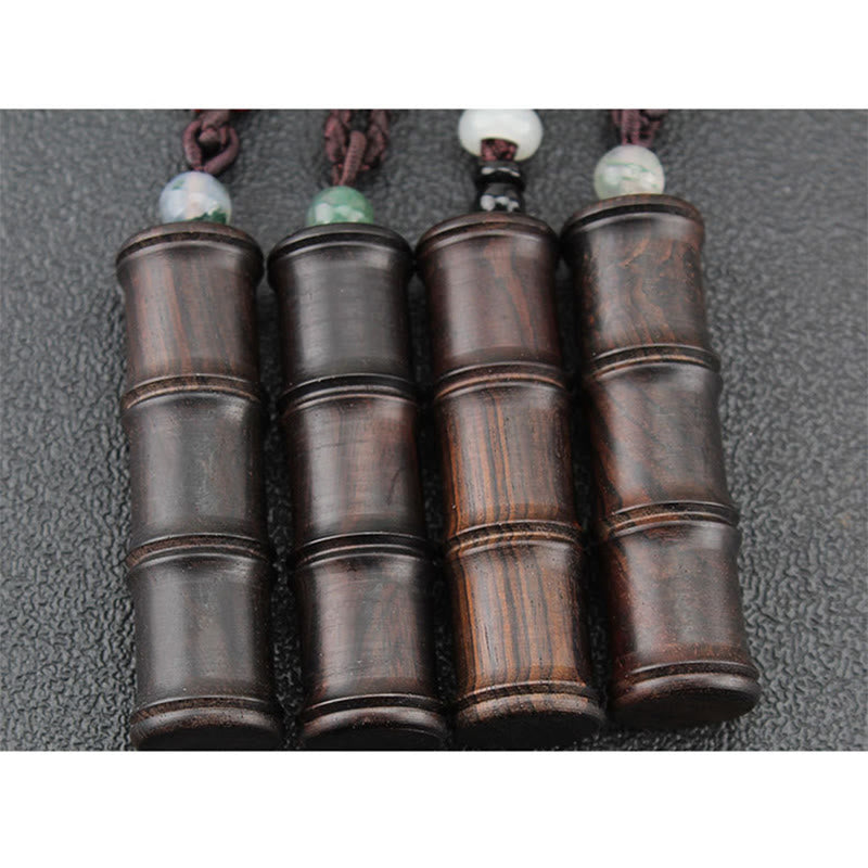 Ebony Wood Spiritual Necklace with Bamboo Ghau Prayer Box