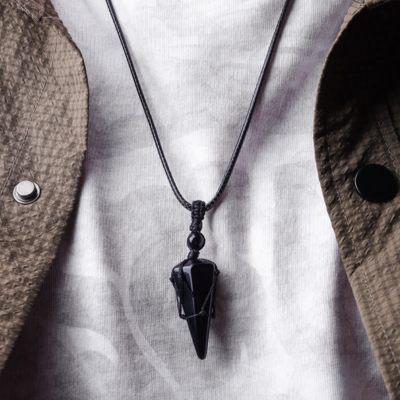 Tiger Eye Natural Stone Pendant Necklace for Protection