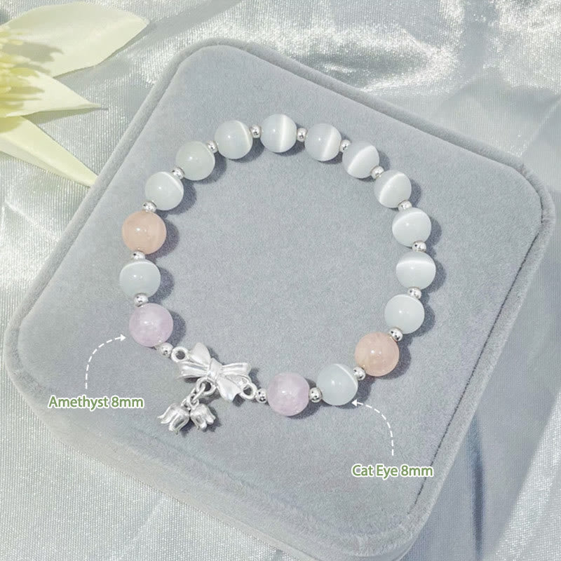 8mm Cat's Eye & Lavender Amethyst Amethyst Bracelet