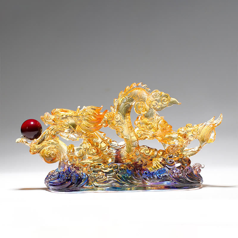 26cm Liuli Dragon Spiritual Statue for Protection & Strength