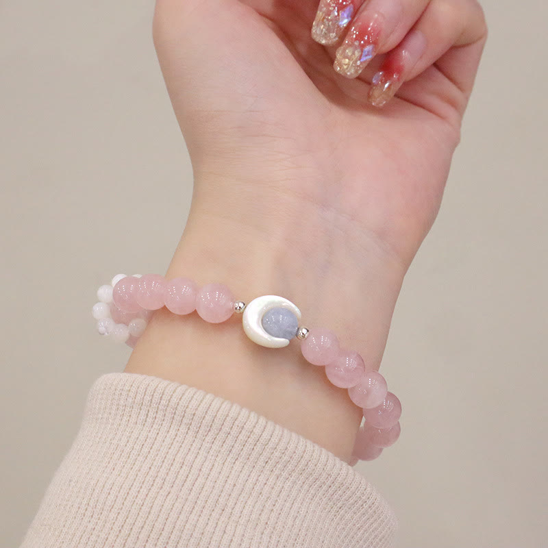 925 Sterling Silver Amethyst Crescent Moon Healing Bracelet