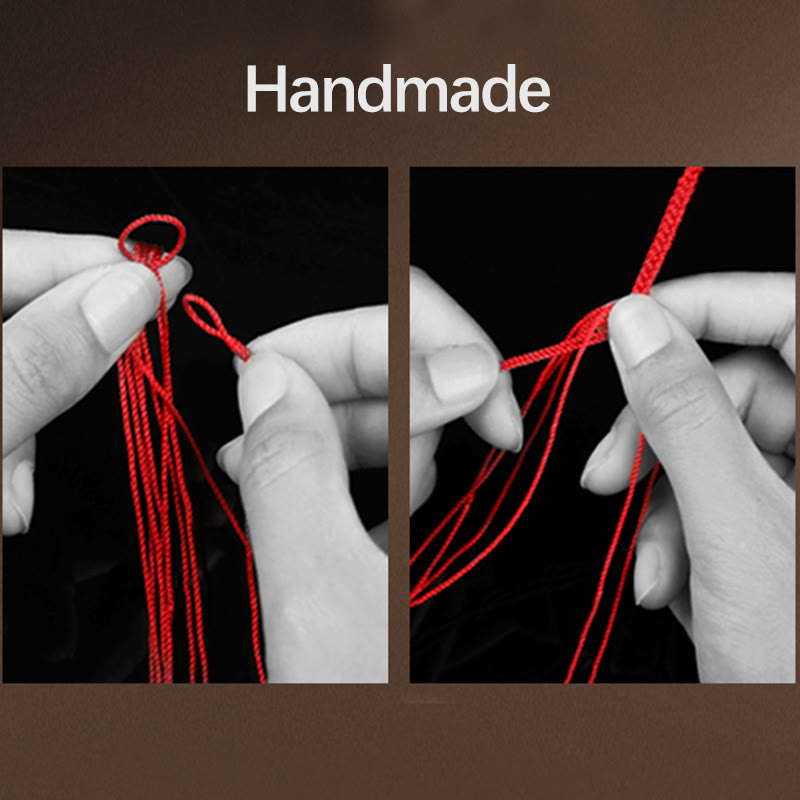 999 Gold Red String Bracelet with Eight Thread Peace Knot