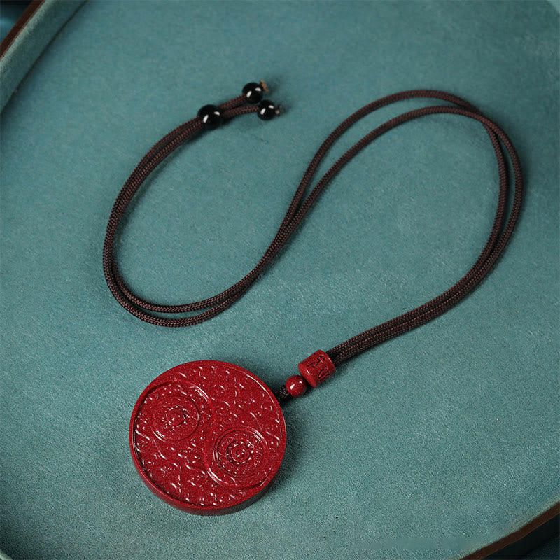 Cinnabar Yin Yang Necklace Pendant for Calm and Protection