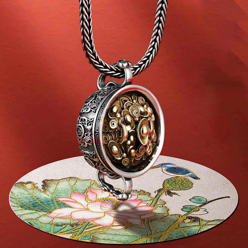Copper Treasure Bowl Pendant Necklace for Wealth & Luck