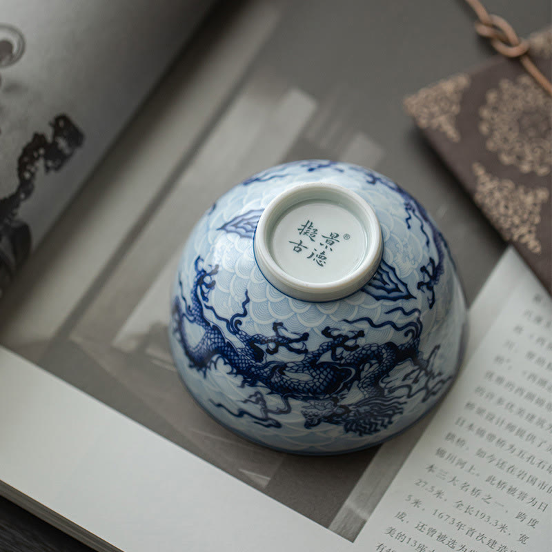 Blue Dragon Ceramic Teacup 80ml | Chinese Tea Cup