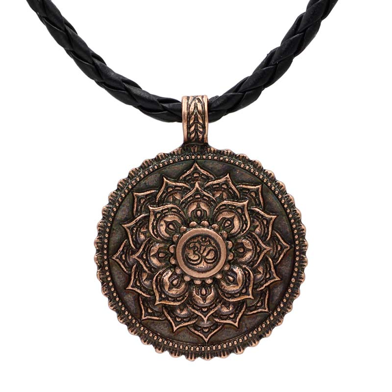 Unisex Electroplated Om Mani Padme Hum Necklace with Lotus Pattern