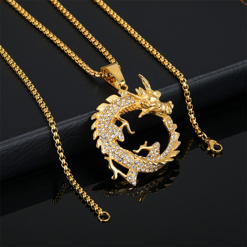 Dragon Necklace Titanium Steel Pendant for Success & Protection