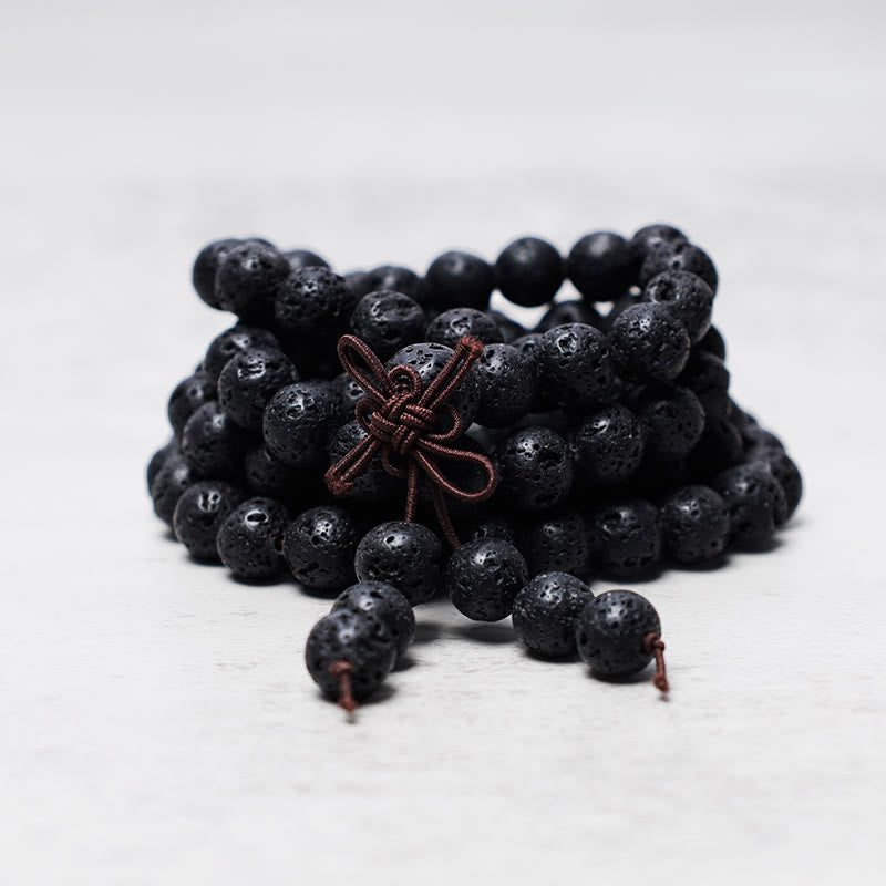 108 Bead Lava Rock Gemstone Mala Necklace & Bracelet