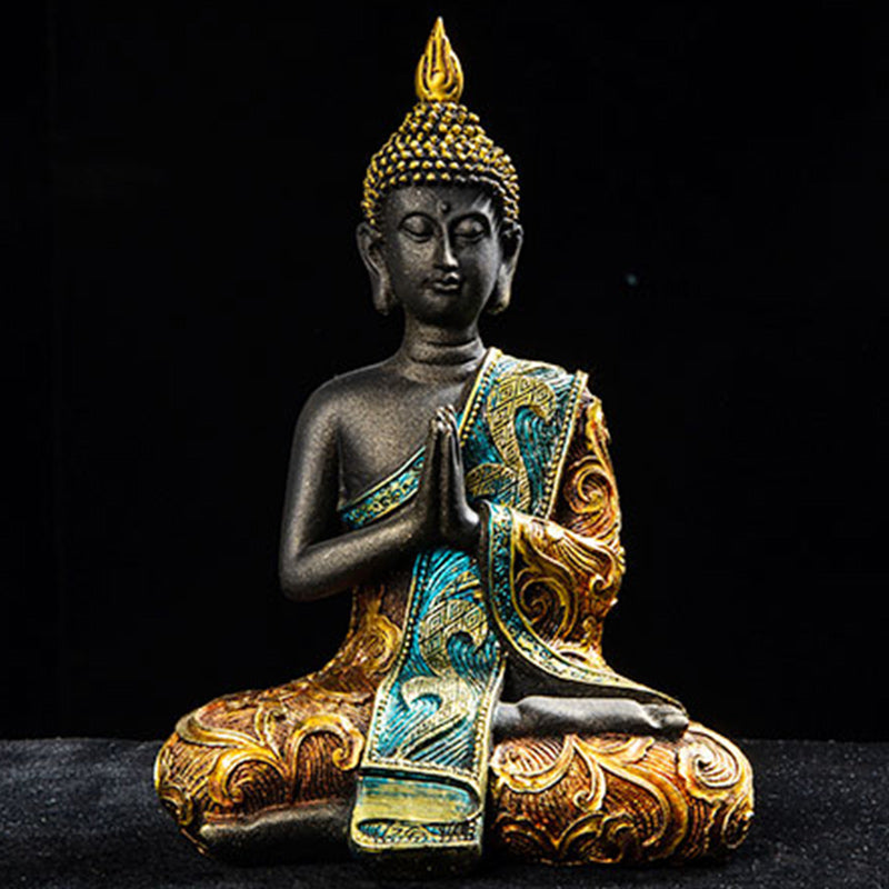 Tibetan Buddha Statue Resin Feng Shui Home Decor 14x20cm