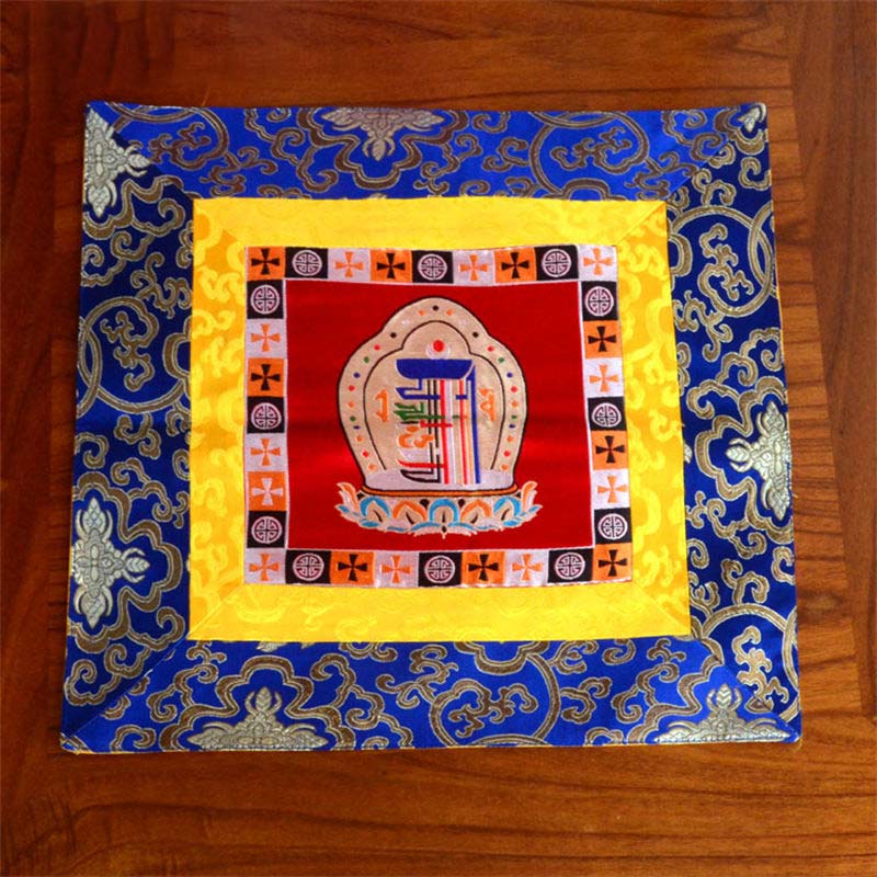 Meditation Prayer Altar Mat with Vajra and Auspicious Symbols