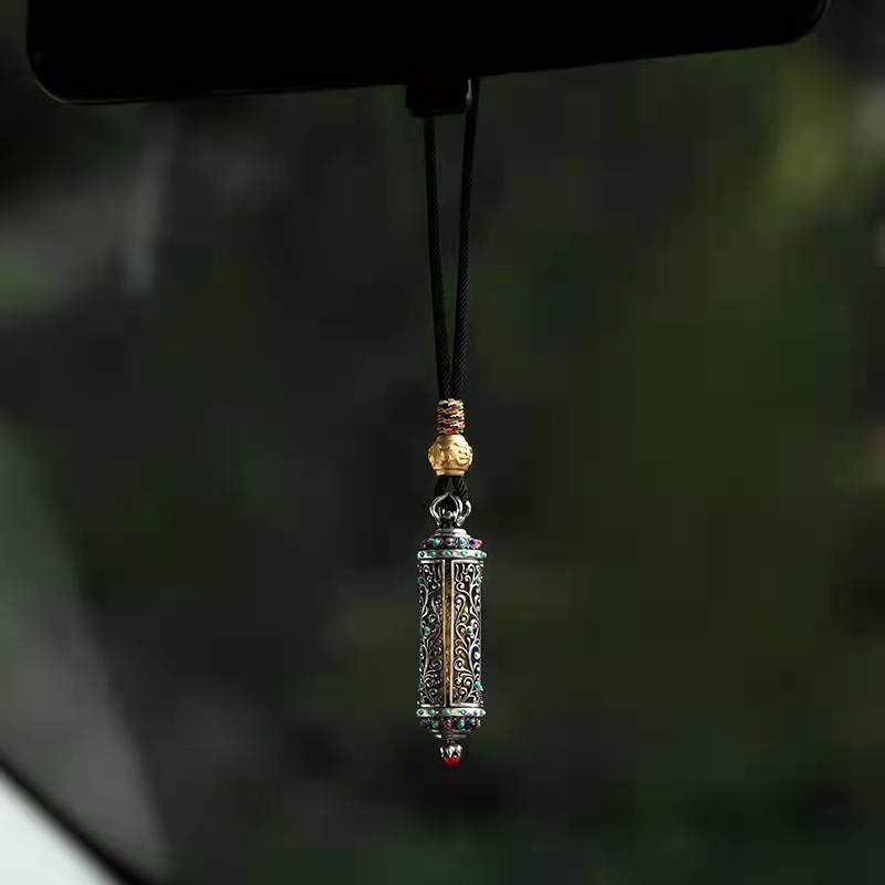 Silver Tibetan Avalokitesvara Spiritual Protection Decoration