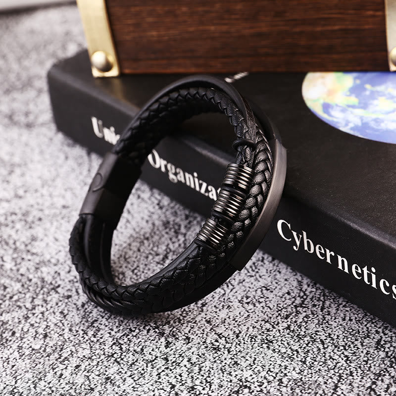 Leather Titanium Steel Magnetic Buckle Balance Bracelet