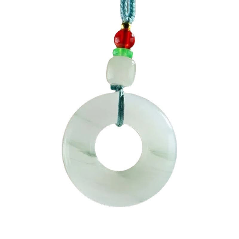 Natural Jade Peace Buckle Prosperity Necklace 45cm