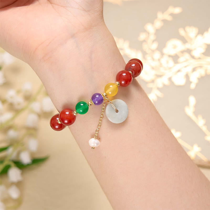 Jade Red Agate Peace Buckle Confidence Bracelet