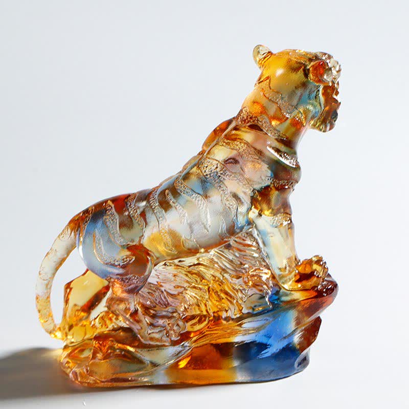 Handmade Liuli Crystal Tiger Art Piece | Protection Decor