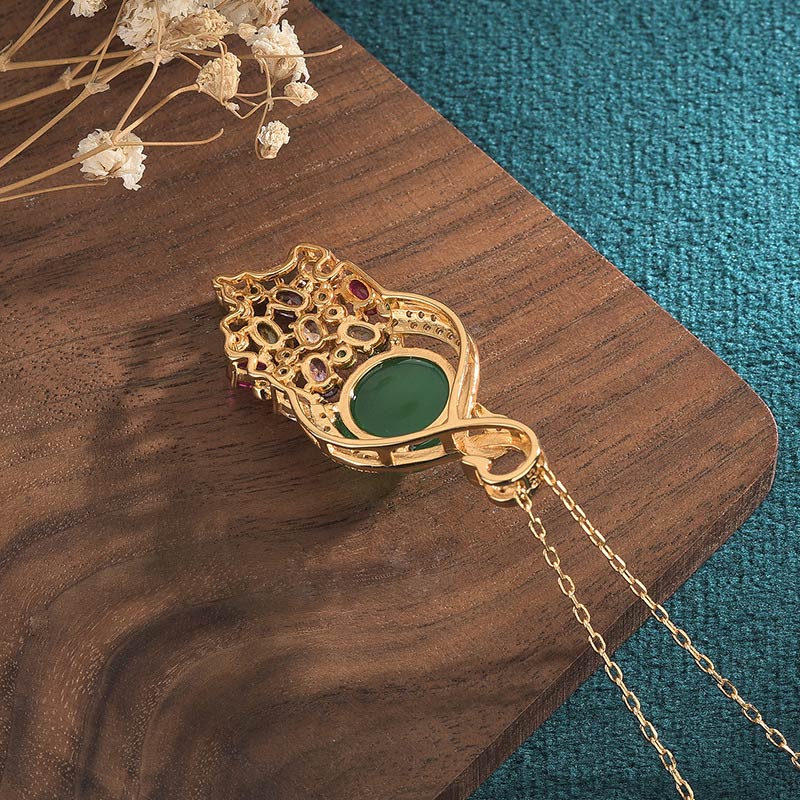 Cyan Jade Success Necklace for Harmony and Luck