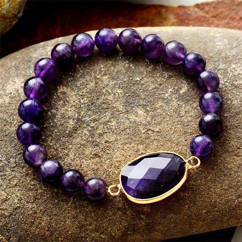 8mm Amethyst Balance Bracelet with Marquise Pattern