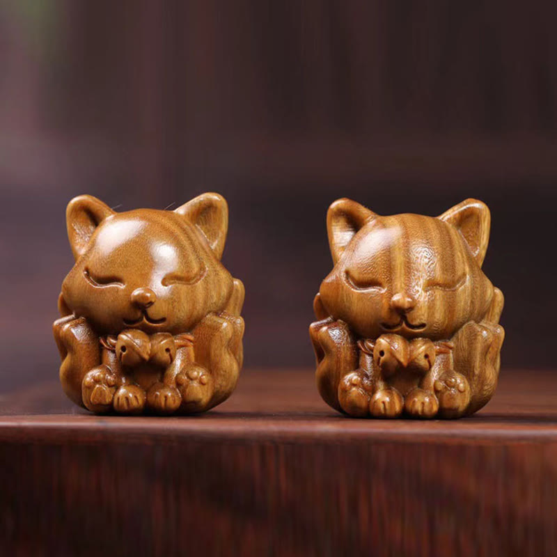Mini Nine Tailed Fox Zen Blessing Decoration