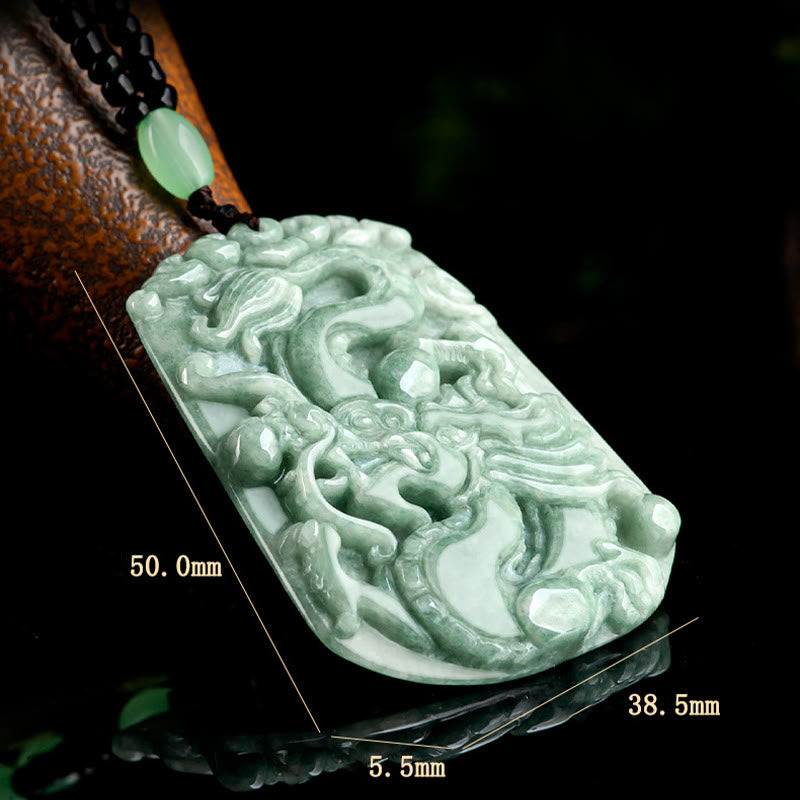 Chinese Zodiac Dragon Jade Protection Necklace Pendant