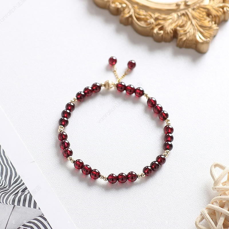4mm Garnet Purification Bracelet in 14K Gold for Calm