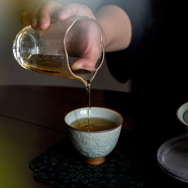 Lotus Carved Ceramic Zen Decor Teacup 95ml