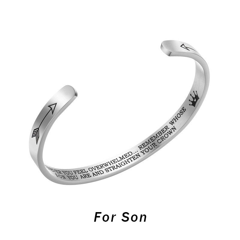 Adjustable Stainless Steel Spiritual Bracelet with Personalized Engraving