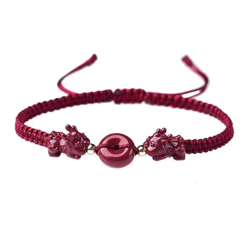 Cinnabar Pixiu Copper Coin Red String Bracelet for Wealth
