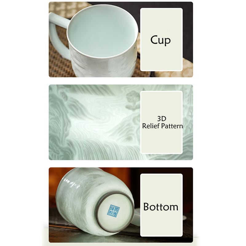 Great Wall Jingdezhen Porcelain Teacup 400ml Office Mug