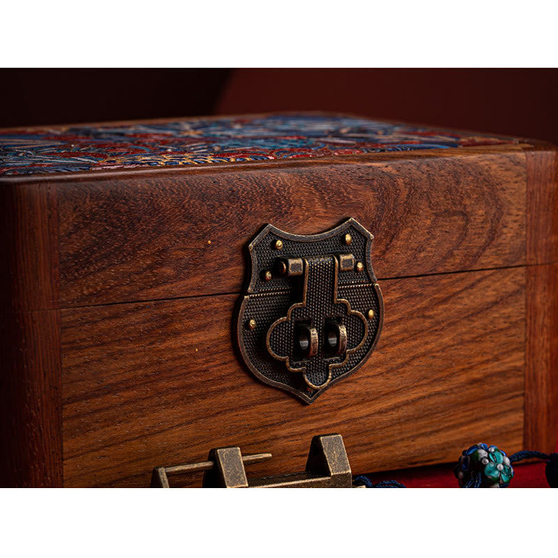 Rosewood Jewelry Storage Box with Floral Pattern | Zen Decor