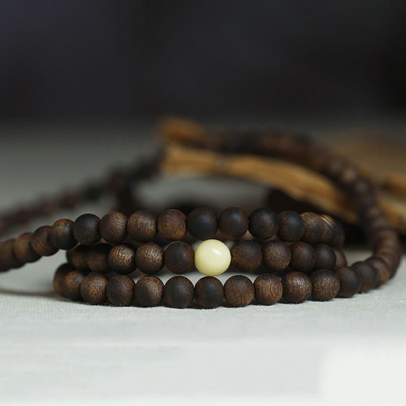 8mm Agarwood Mala Bracelet for Protection & Balance