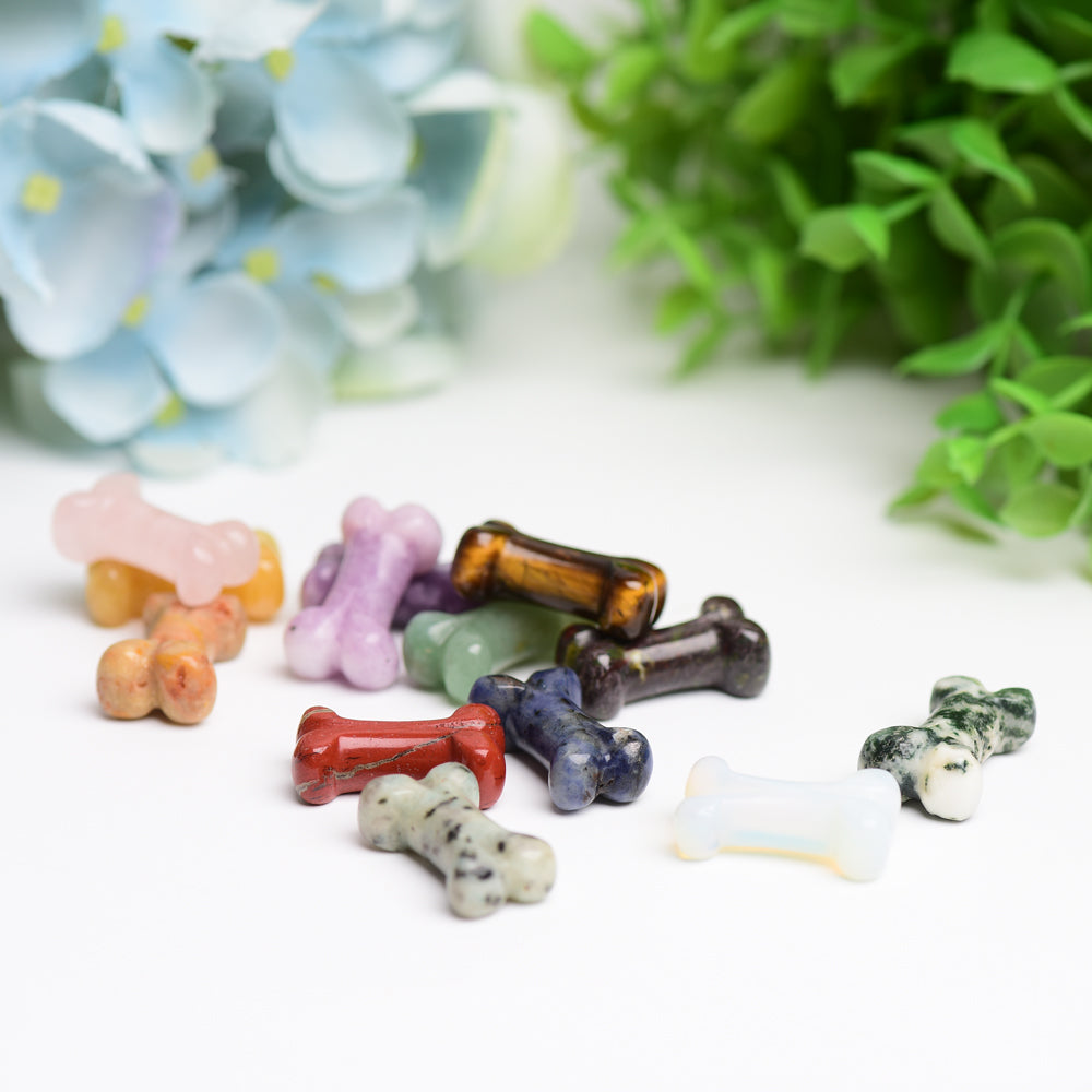1.0 Inch Mixed Crystal Mini Bone Carvings for Jewelry