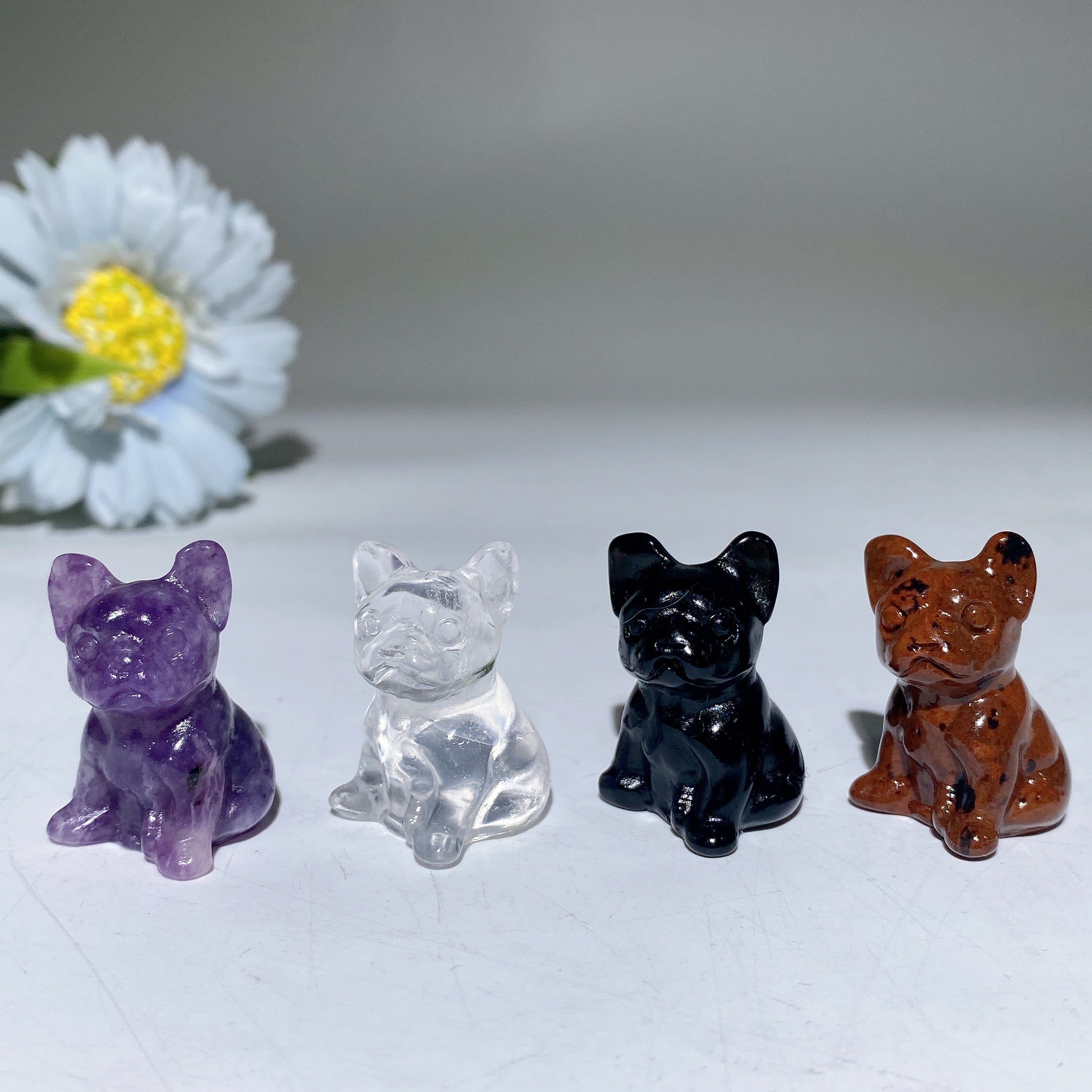 1.1 inch Crystal Bulldog Figurine Carvings Spiritual Animal Totem