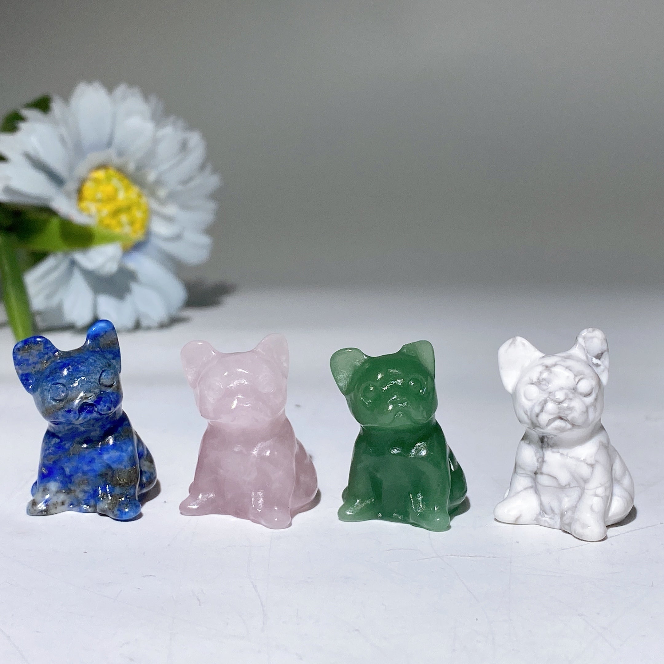 1.1 inch Crystal Bulldog Figurine Carvings Spiritual Animal Totem