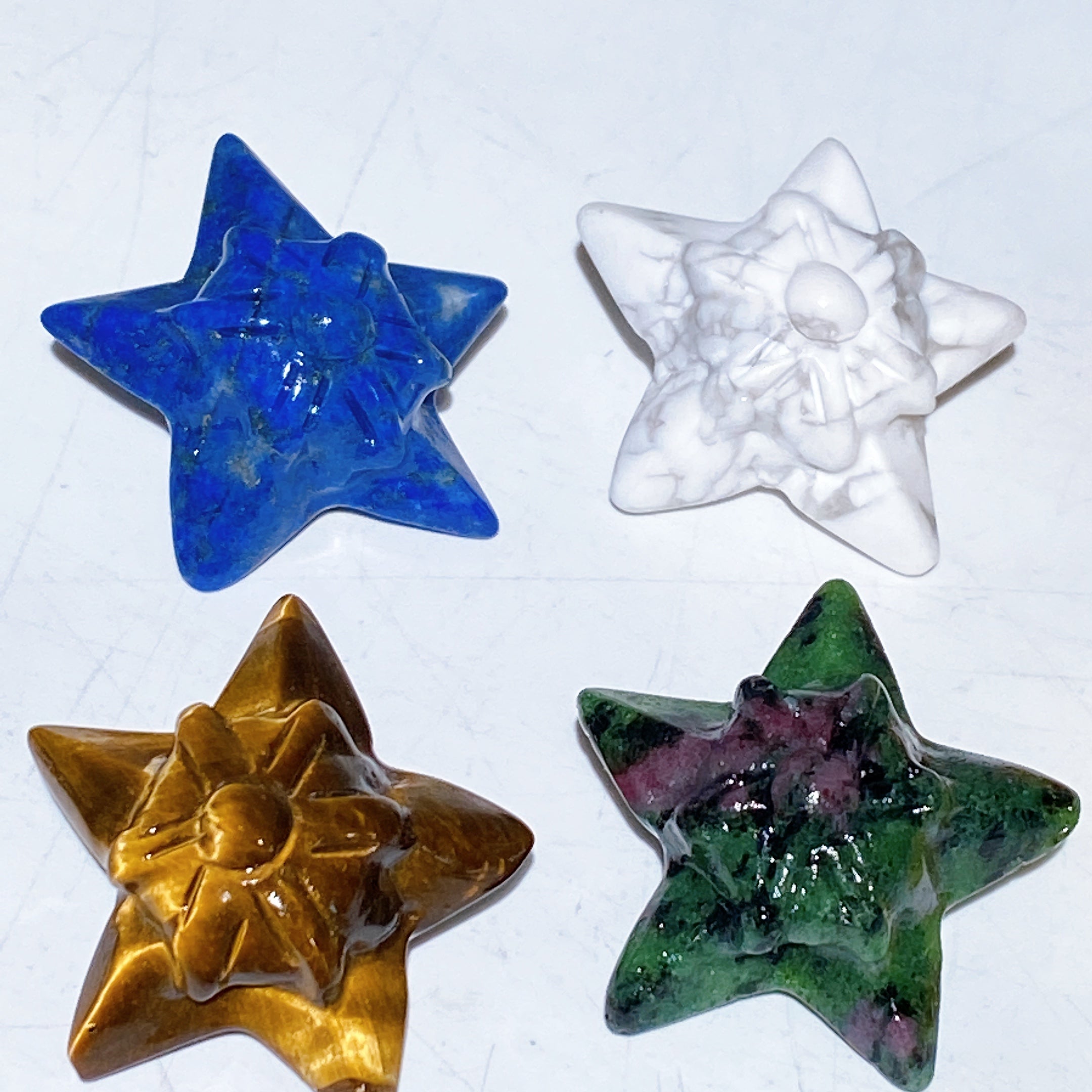 1.1 inch Healing Crystal Star Carvings in Multiple Stones