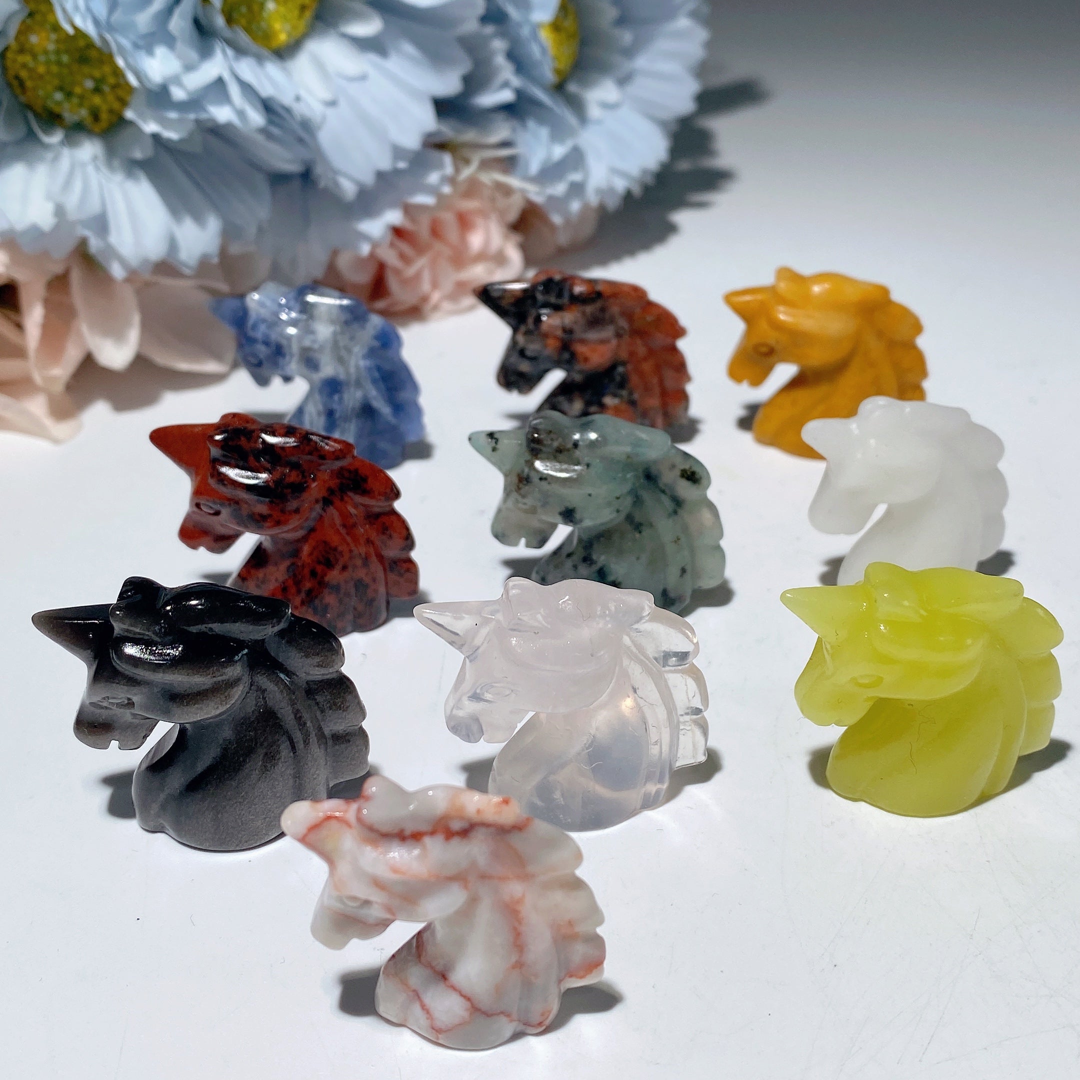 1.1-inch Mixed Crystal Unicorn Carving for Spiritual Healing