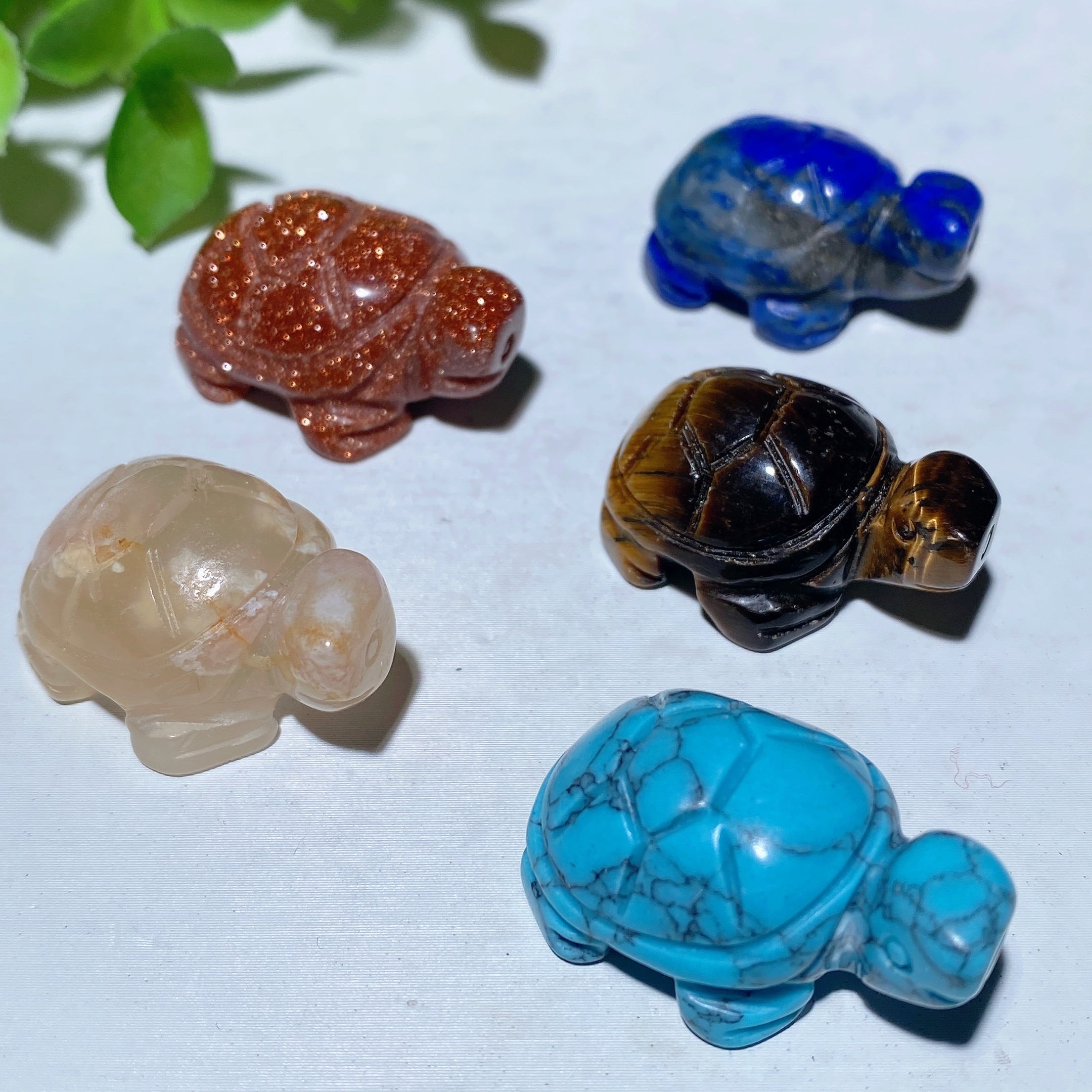 1.1" Mixed Crystal Mini Tortoise Carvings for Healing