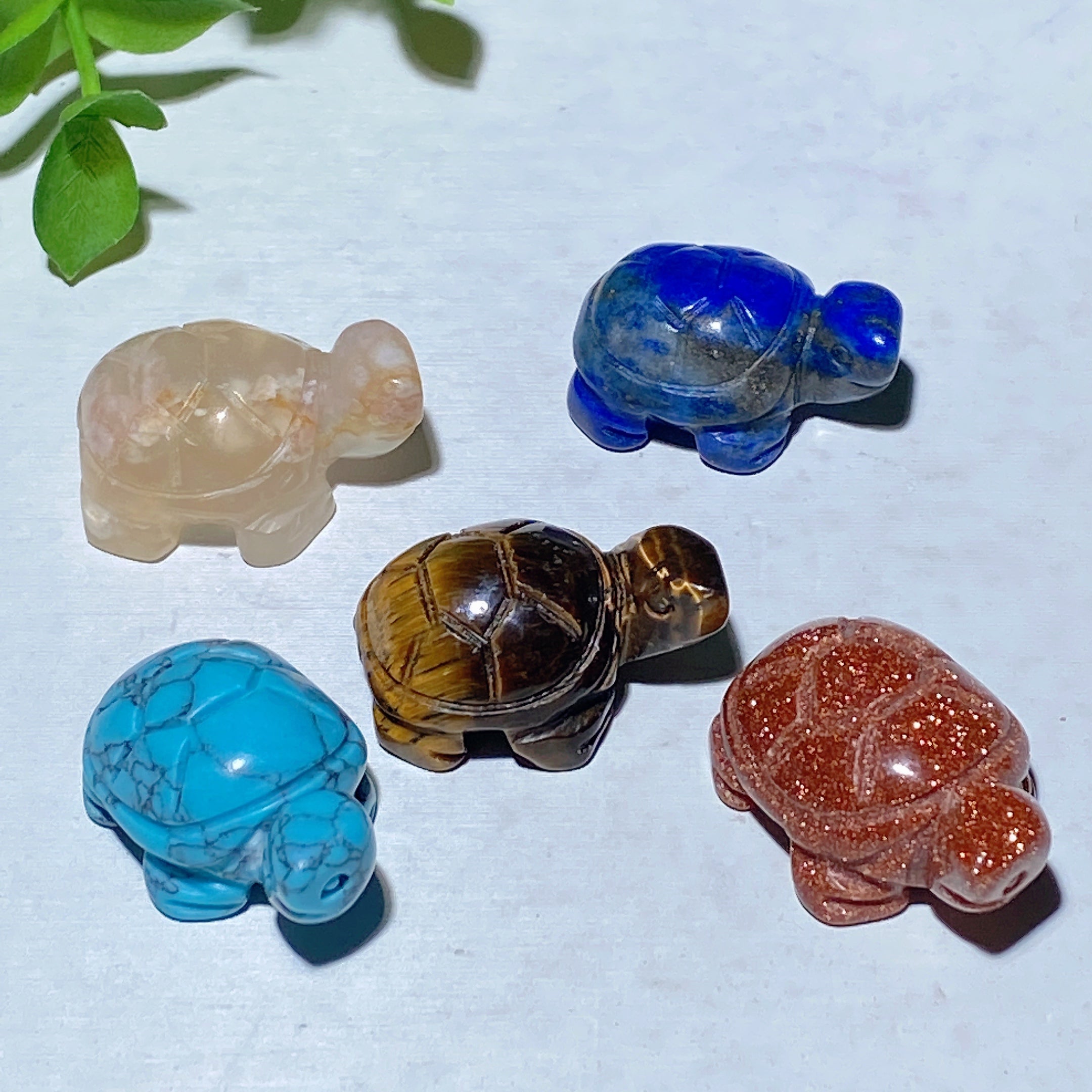 1.1" Mixed Crystal Mini Tortoise Carvings for Healing