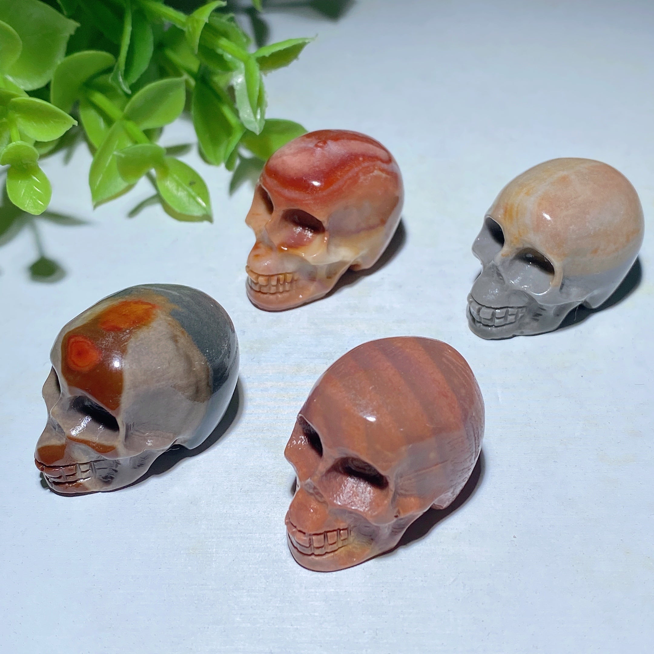 1.15 Inch Polychrome Crystal Skull Figurine Healing Carving