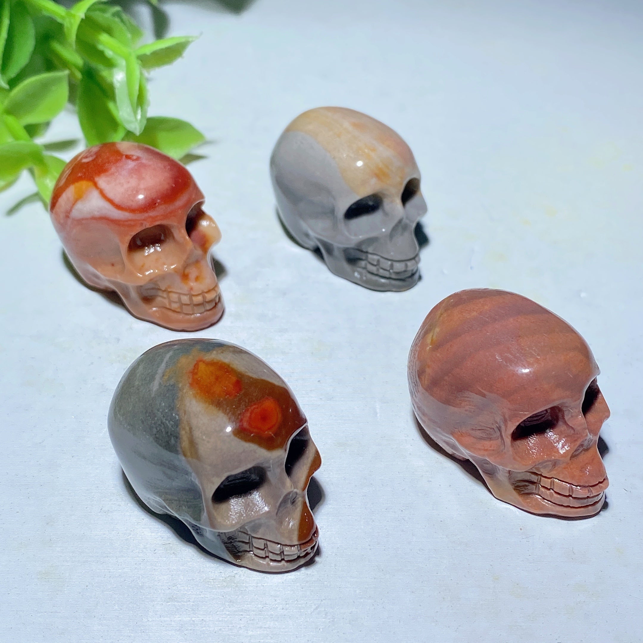 1.15 Inch Polychrome Crystal Skull Figurine Healing Carving