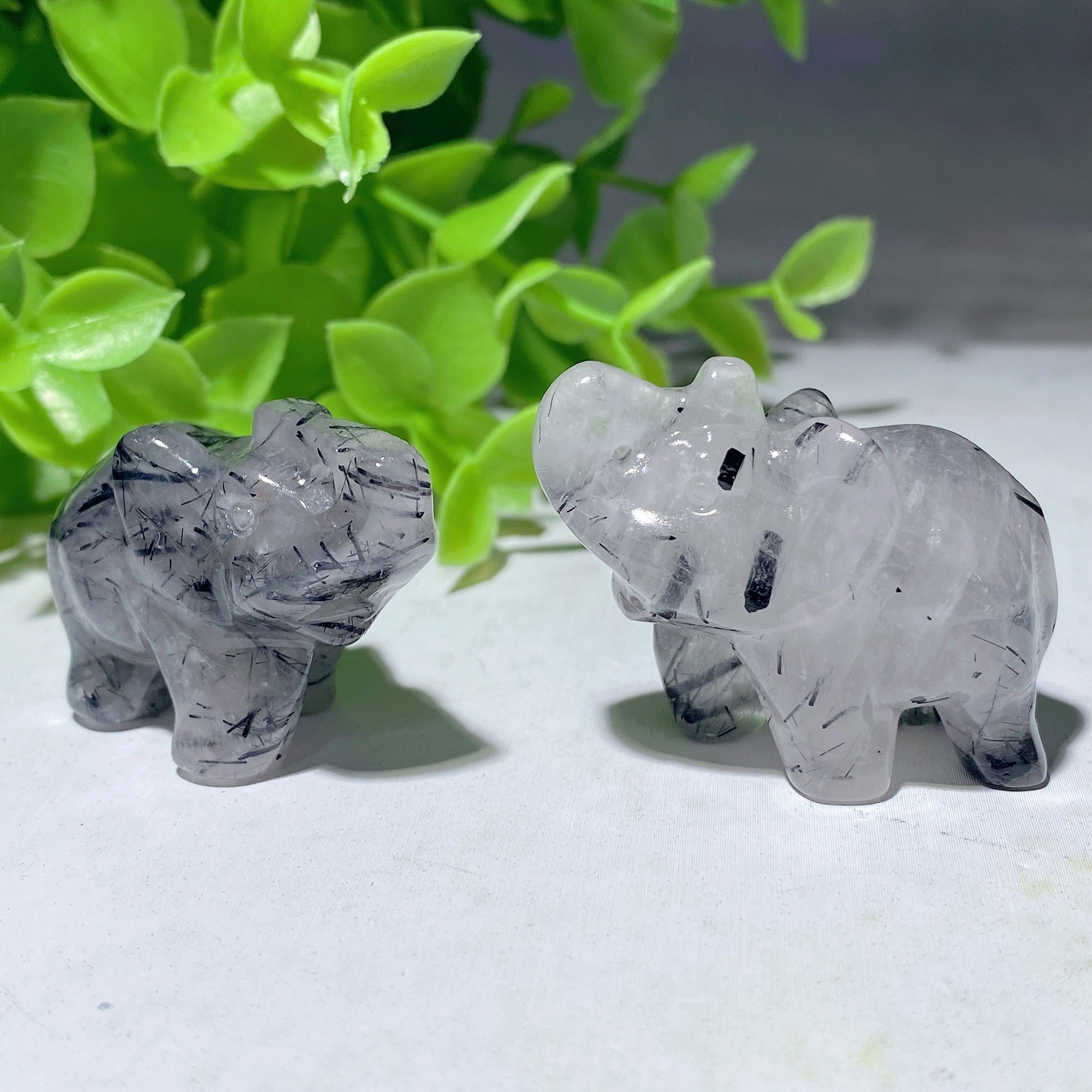 1.2-1.7 inch Black Tourmaline Crystal Animal Carvings for Healing