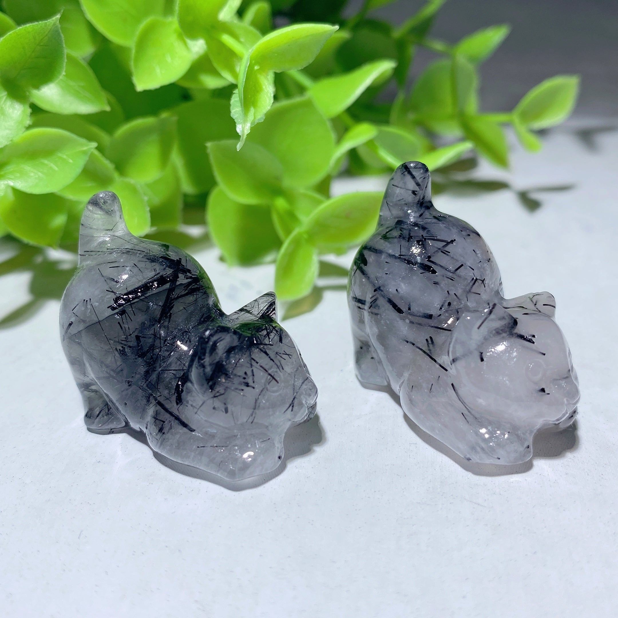 1.2-1.7 inch Black Tourmaline Crystal Animal Carvings for Healing