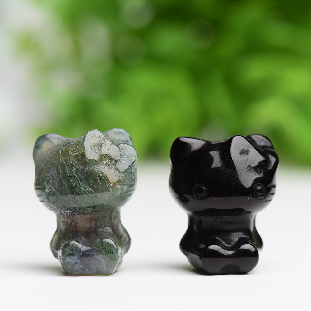 1.2 Inch Crystal Cat Carving Figurine for Healing