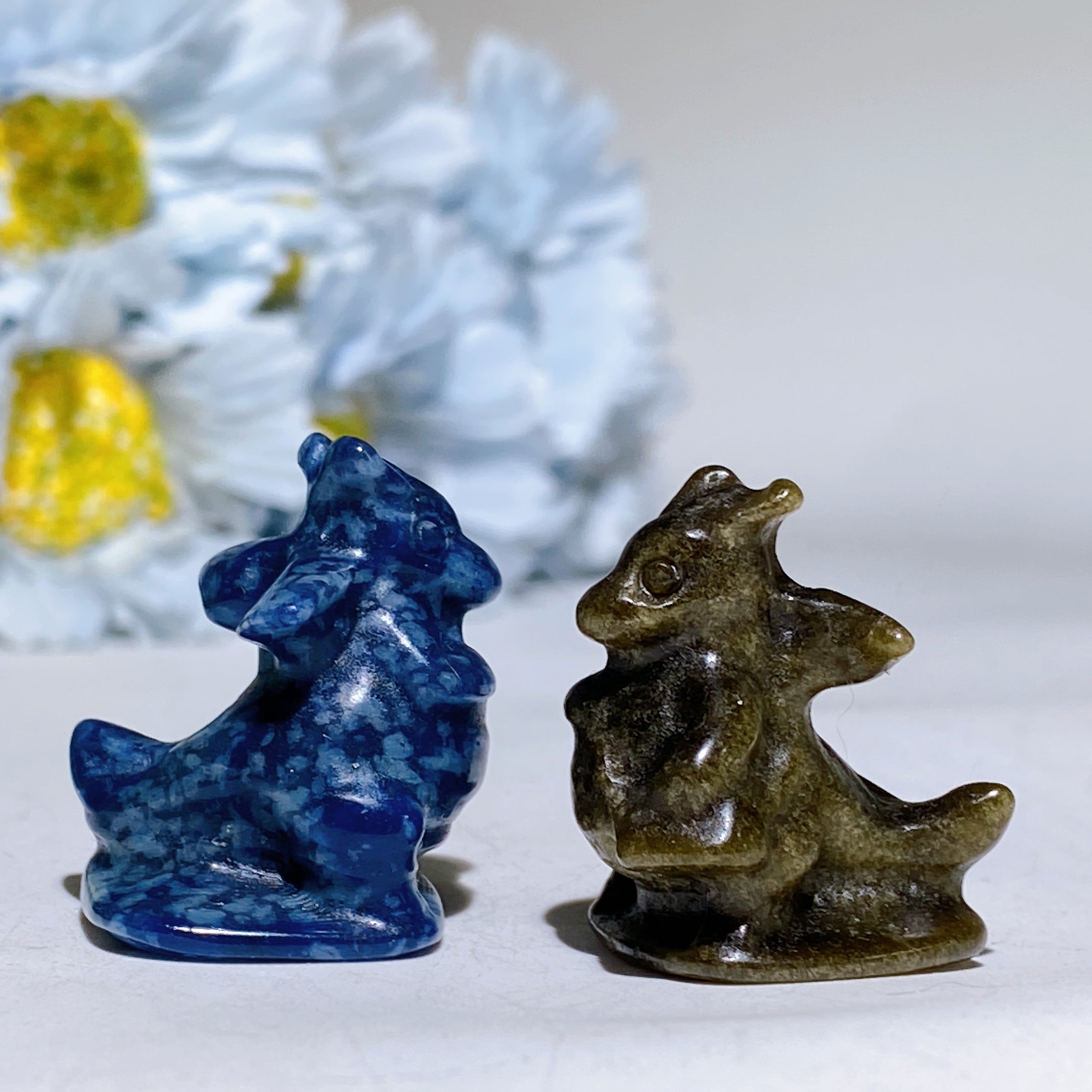 1.2 inch Crystal Dragon Figurine Carving with Healing Gemstones