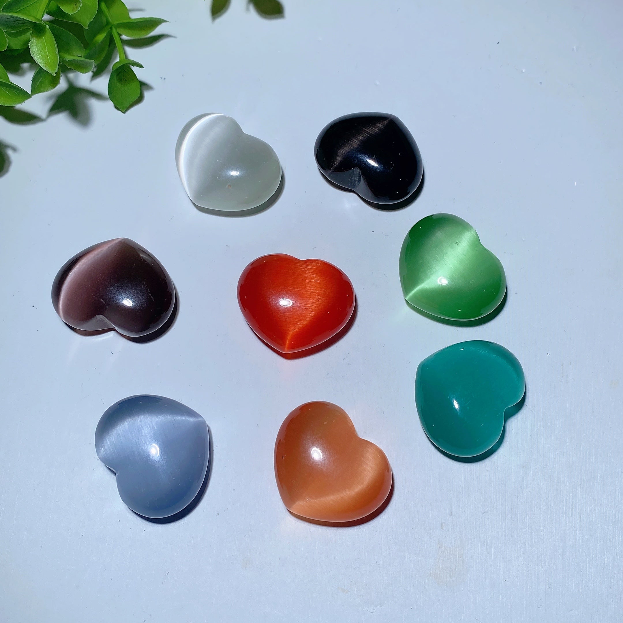1.2 inch Mixed Cat's Eye Heart Crystal for Emotional Healing