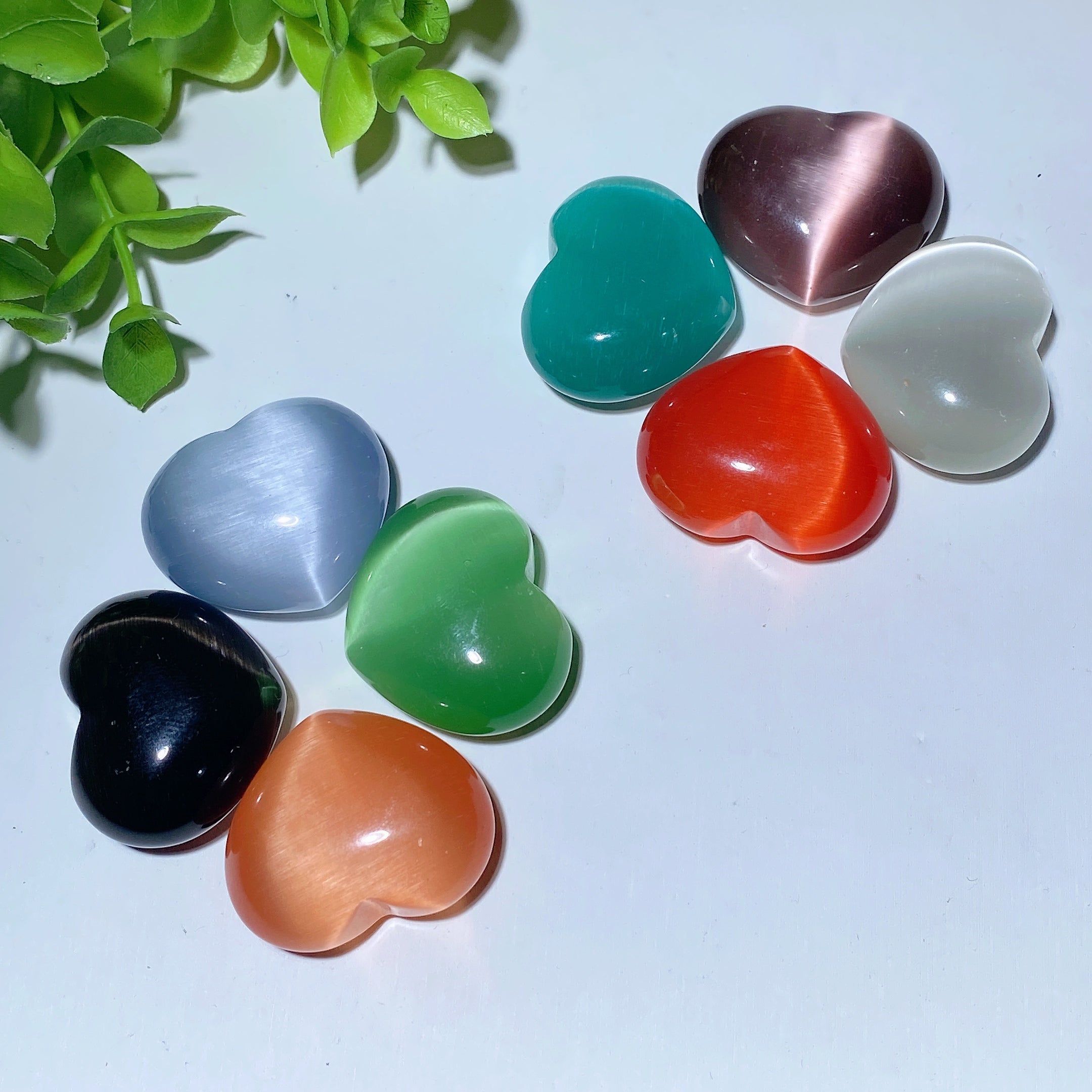 1.2 inch Mixed Cat's Eye Heart Crystal for Emotional Healing