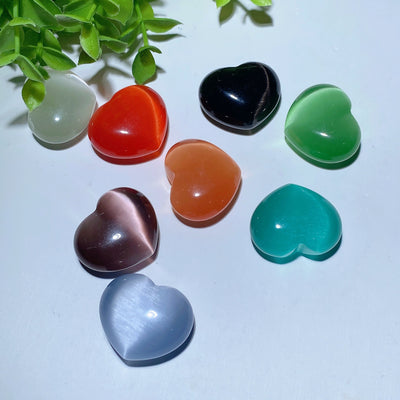 1.2 inch Mixed Cat's Eye Heart Crystal for Emotional Healing