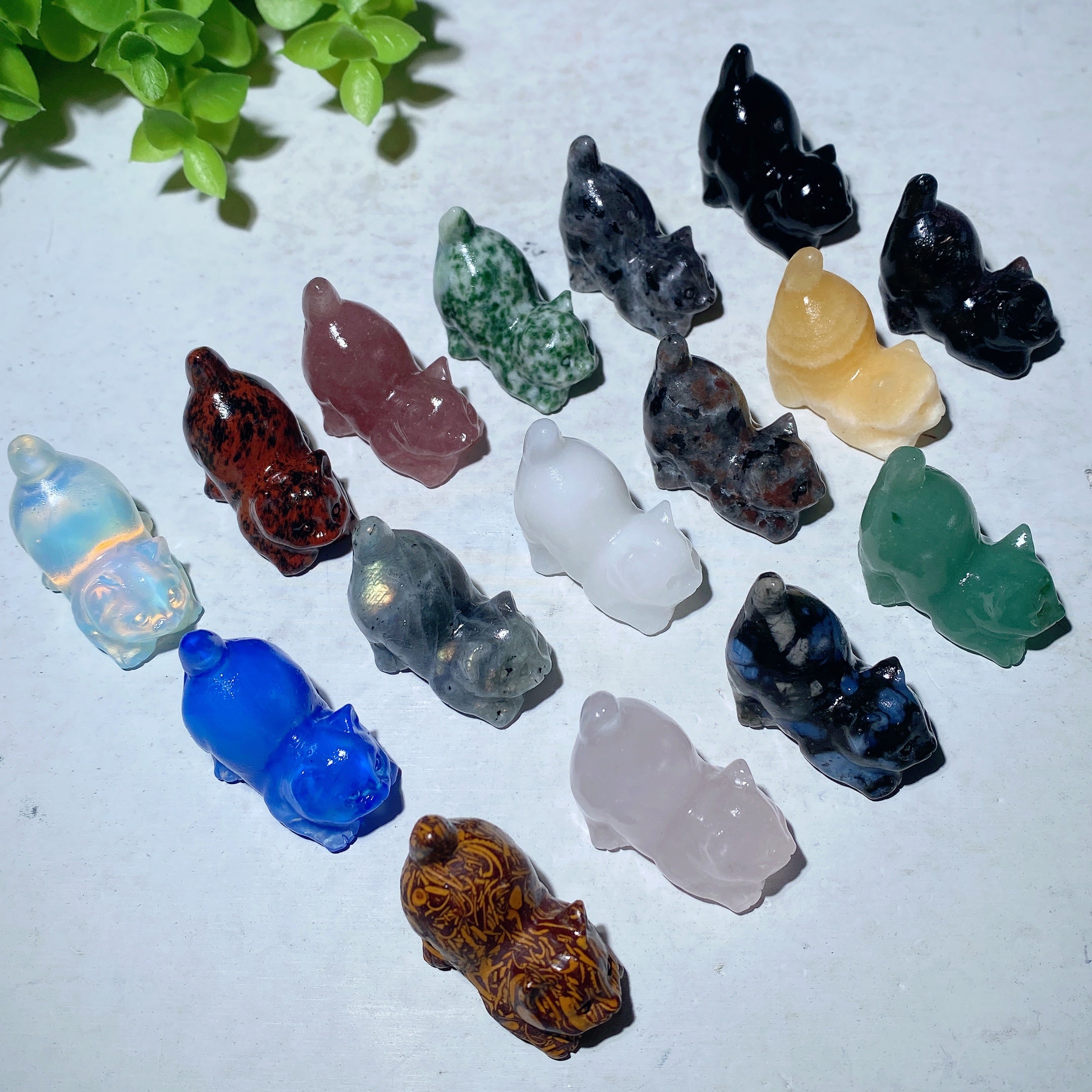 1.2 inch Mixed Crystal Cat Carvings - Healing Gemstone Figurines