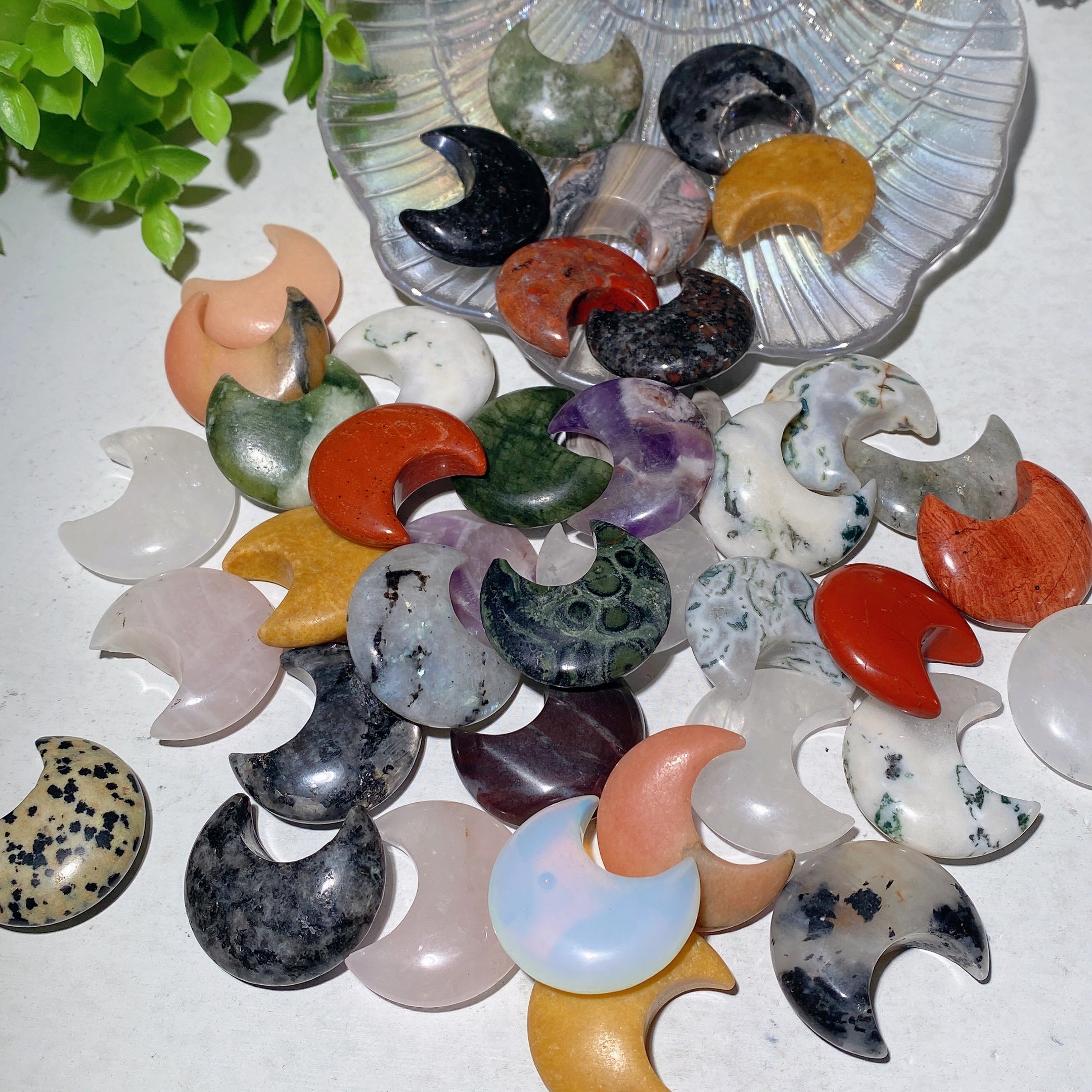 1.2-inch Mixed Crystal Moon Carvings | Healing Shapes