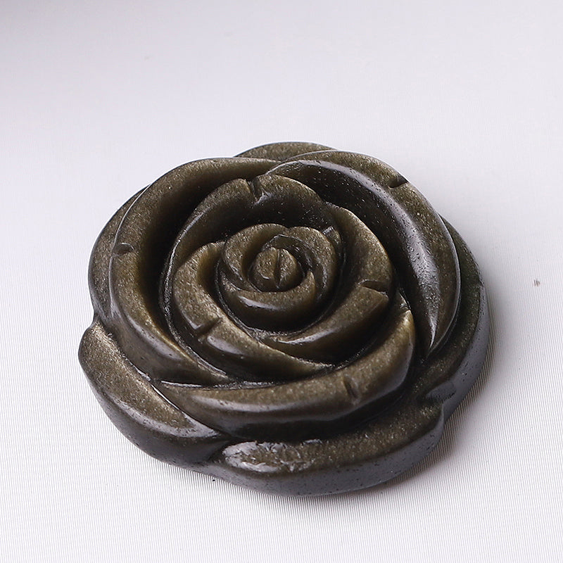 1.2 Inch Rose Flower Crystal Figurines Hand-Carved Stones