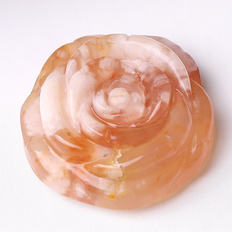 1.2 Inch Rose Flower Crystal Figurines Hand-Carved Stones